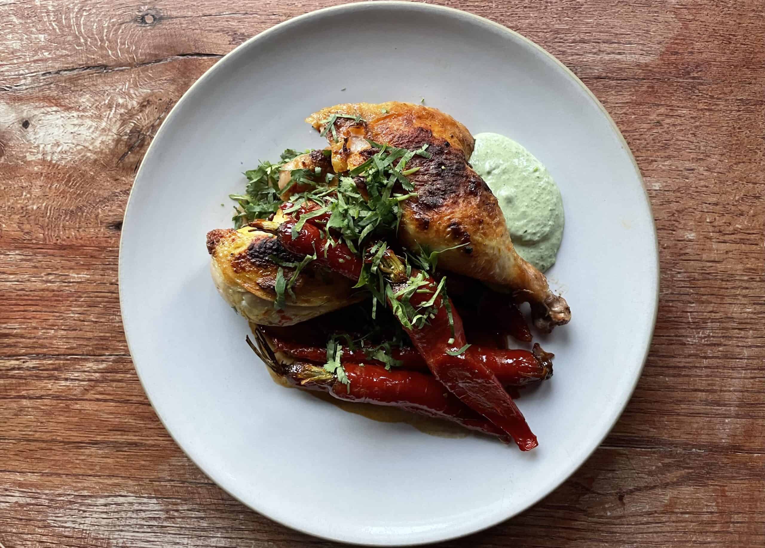 Roasted Chicken with Red Kyoto Carrots