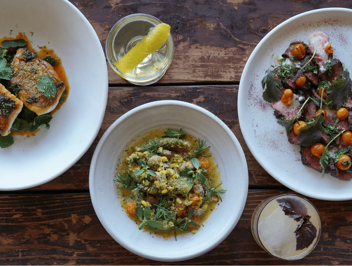 Variety of seasonal dishes and cocktails